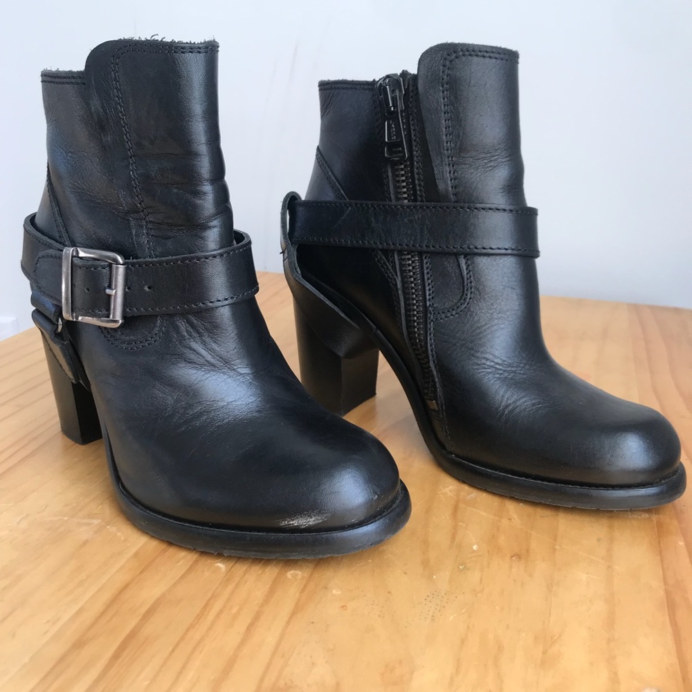 All Saints Jules Black Leather Motorcycle Boots